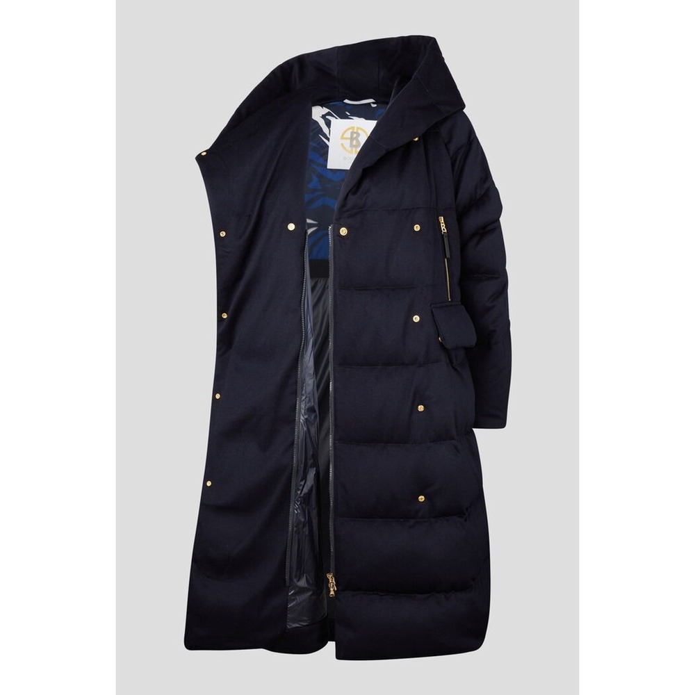 Bogner LEANA-D Coat Womens Medium Navy Blue Loro Piana Cashmere Down Oversized - Picture 2 of 16